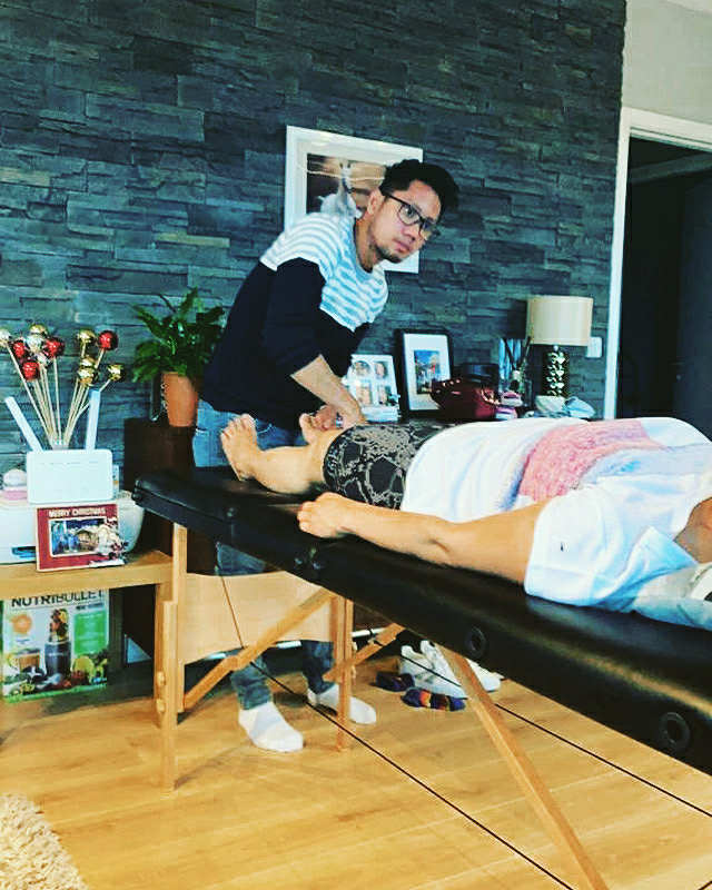 Acupuncture treatment in progress